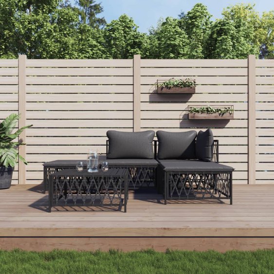 vidaXL 3-tlg. Garten-Lounge-Set mit Kissen Weiß Stahl
