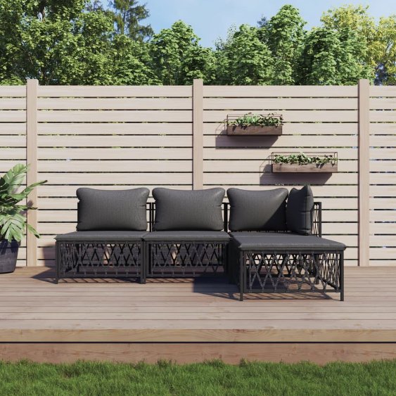 vidaXL 3-tlg. Garten-Lounge-Set mit Kissen Weiß Stahl