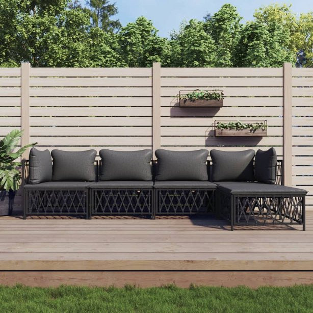 vidaXL 3-tlg. Garten-Lounge-Set mit Kissen Weiß Stahl