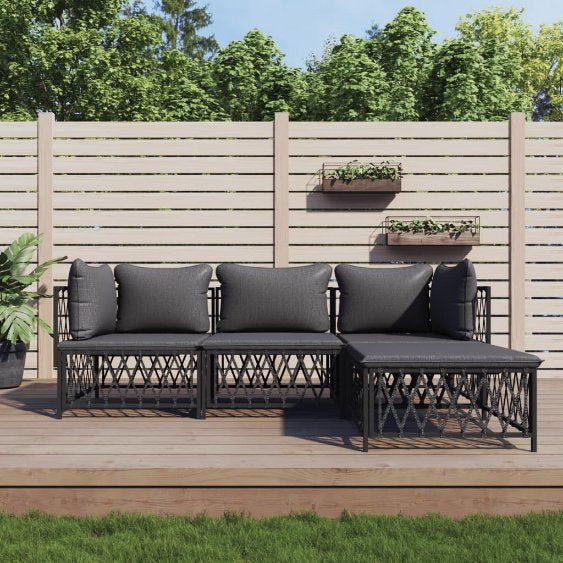 vidaXL 3-tlg. Garten-Lounge-Set mit Kissen Weiß Stahl