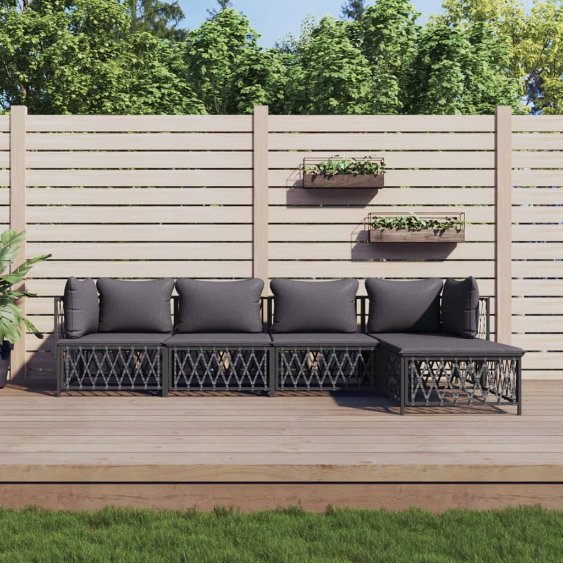vidaXL 3-tlg. Garten-Lounge-Set mit Kissen Weiß Stahl