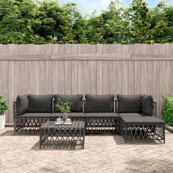 vidaXL 3-tlg. Garten-Lounge-Set mit Kissen Weiß Stahl