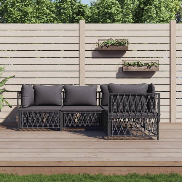 vidaXL 3-tlg. Garten-Lounge-Set mit Kissen Weiß Stahl