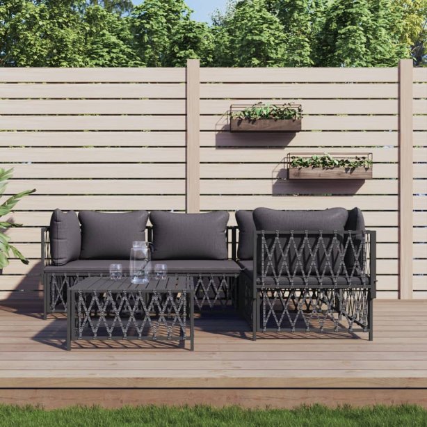 vidaXL 3-tlg. Garten-Lounge-Set mit Kissen Weiß Stahl