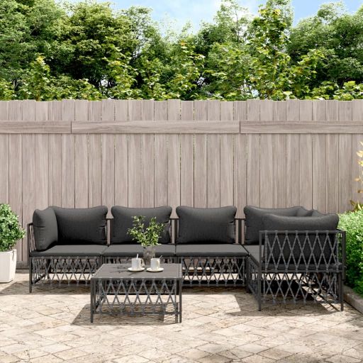 vidaXL 3-tlg. Garten-Lounge-Set mit Kissen Weiß Stahl