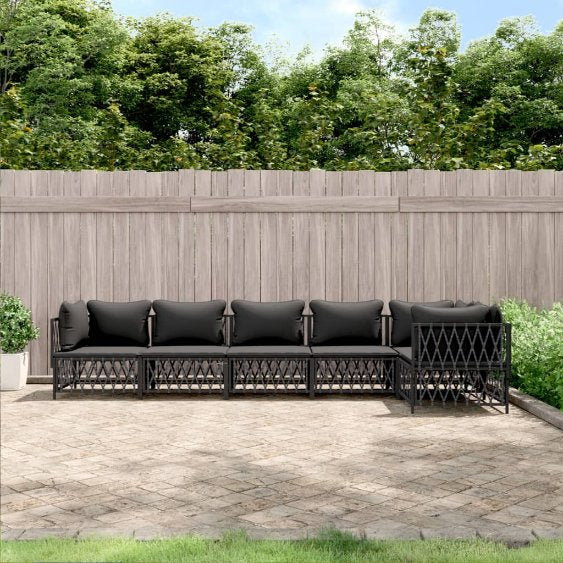 vidaXL 3-tlg. Garten-Lounge-Set mit Kissen Weiß Stahl