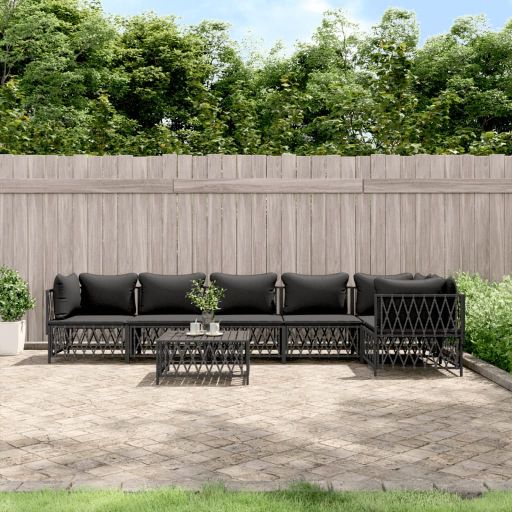 vidaXL 3-tlg. Garten-Lounge-Set mit Kissen Weiß Stahl