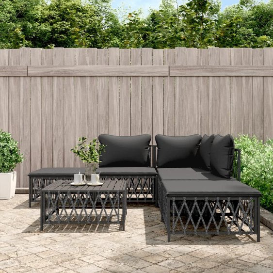 vidaXL 3-tlg. Garten-Lounge-Set mit Kissen Weiß Stahl