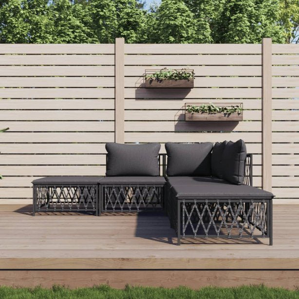 vidaXL 3-tlg. Garten-Lounge-Set mit Kissen Weiß Stahl