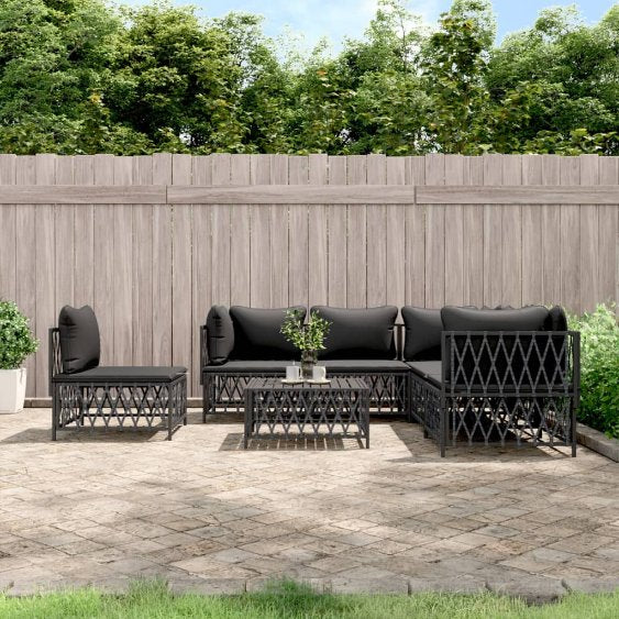 vidaXL 6-tlg. Garten-Lounge-Set mit Kissen Weiß Stahl