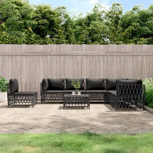 vidaXL 6-tlg. Garten-Lounge-Set mit Kissen Weiß Stahl