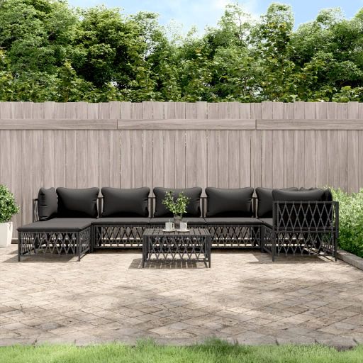 vidaXL 6-tlg. Garten-Lounge-Set mit Kissen Weiß Stahl