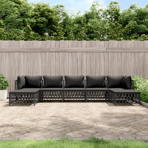 vidaXL 6-tlg. Garten-Lounge-Set mit Kissen Weiß Stahl