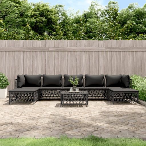 vidaXL 6-tlg. Garten-Lounge-Set mit Kissen Weiß Stahl