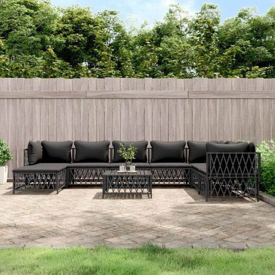 vidaXL 6-tlg. Garten-Lounge-Set mit Kissen Weiß Stahl
