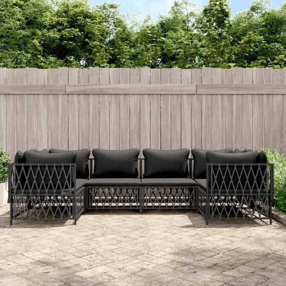 vidaXL 6-tlg. Garten-Lounge-Set mit Kissen Weiß Stahl