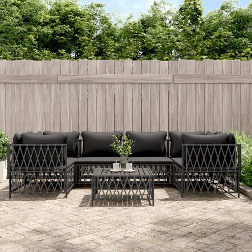 vidaXL 6-tlg. Garten-Lounge-Set mit Kissen Weiß Stahl