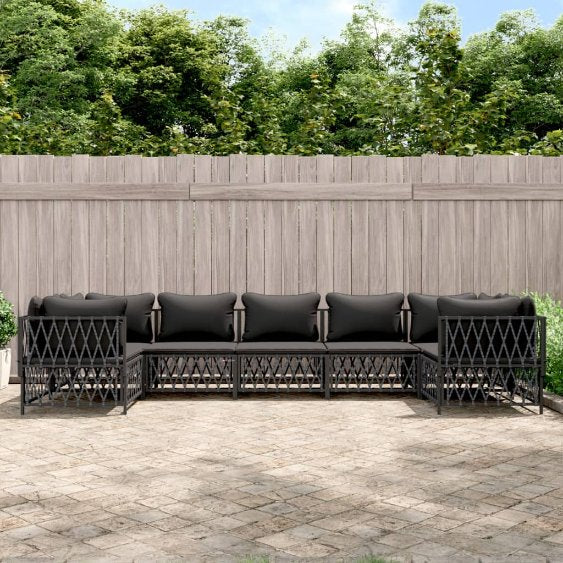 vidaXL 6-tlg. Garten-Lounge-Set mit Kissen Weiß Stahl