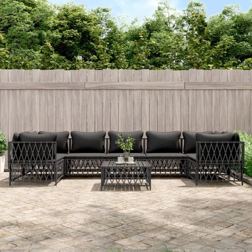 vidaXL 6-tlg. Garten-Lounge-Set mit Kissen Weiß Stahl