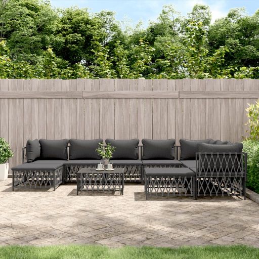 vidaXL 10-tlg. Garten-Lounge-Set mit Kissen Weiß Stahl