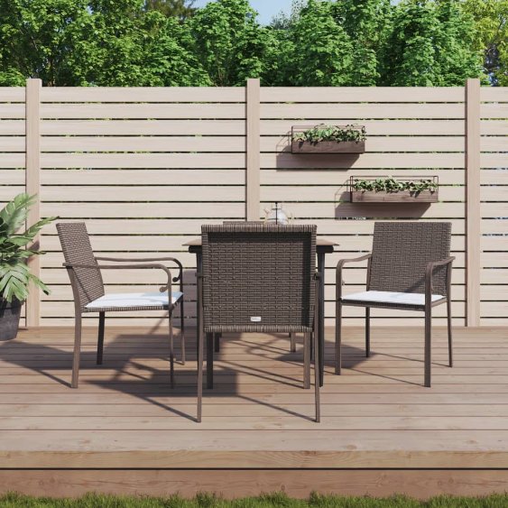 vidaXL 3-tlg. Garten-Essgruppe mit Kissen Poly Rattan und Stahl