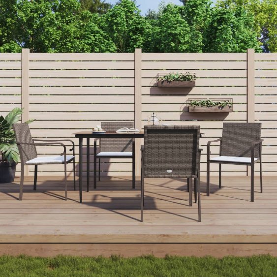 vidaXL 3-tlg. Garten-Essgruppe mit Kissen Poly Rattan und Stahl