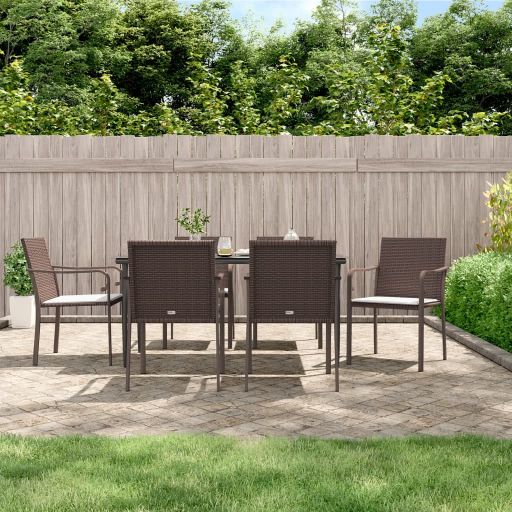 vidaXL 3-tlg. Garten-Essgruppe mit Kissen Poly Rattan und Stahl