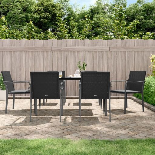 vidaXL 3-tlg. Garten-Essgruppe mit Kissen Poly Rattan und Stahl