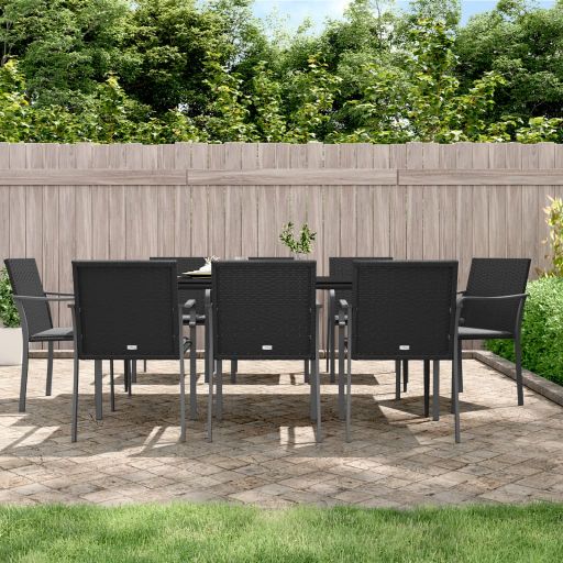 vidaXL 3-tlg. Garten-Essgruppe mit Kissen Poly Rattan und Stahl