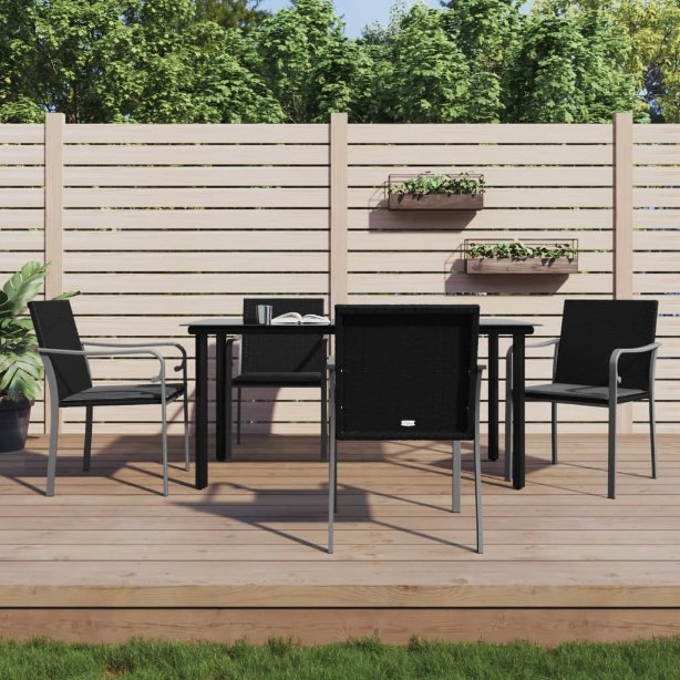 vidaXL 3-tlg. Garten-Essgruppe mit Kissen Poly Rattan und Stahl
