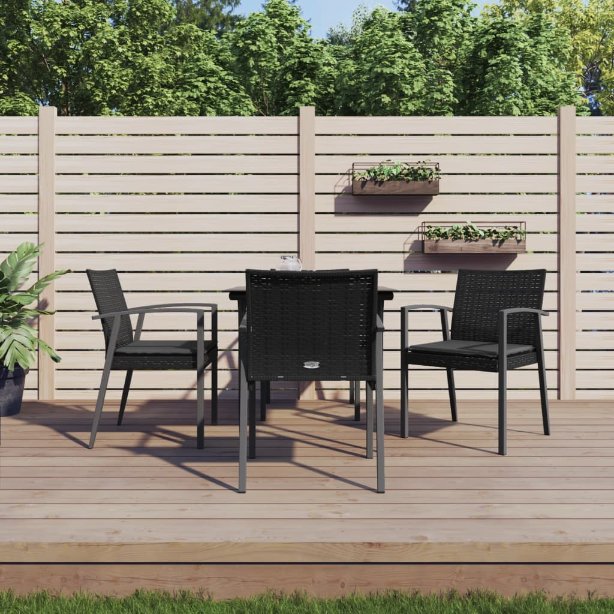 vidaXL 3-tlg. Garten-Essgruppe mit Kissen Poly Rattan und Stahl