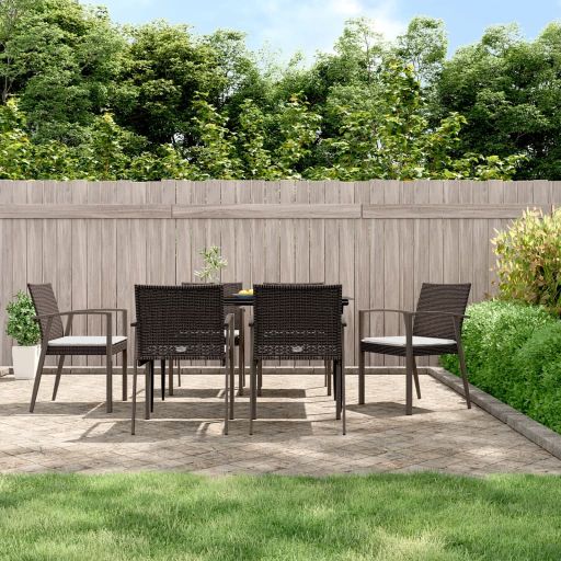 vidaXL 3-tlg. Garten-Essgruppe mit Kissen Poly Rattan und Stahl