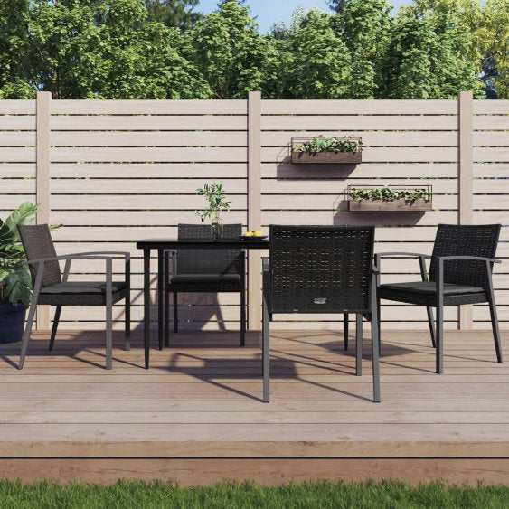vidaXL 3-tlg. Garten-Essgruppe mit Kissen Poly Rattan und Stahl