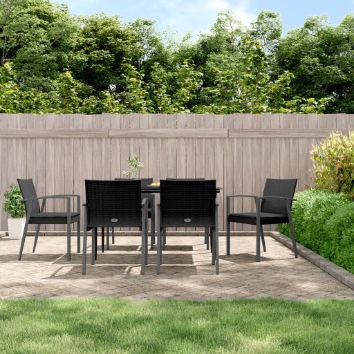 vidaXL 3-tlg. Garten-Essgruppe mit Kissen Poly Rattan und Stahl