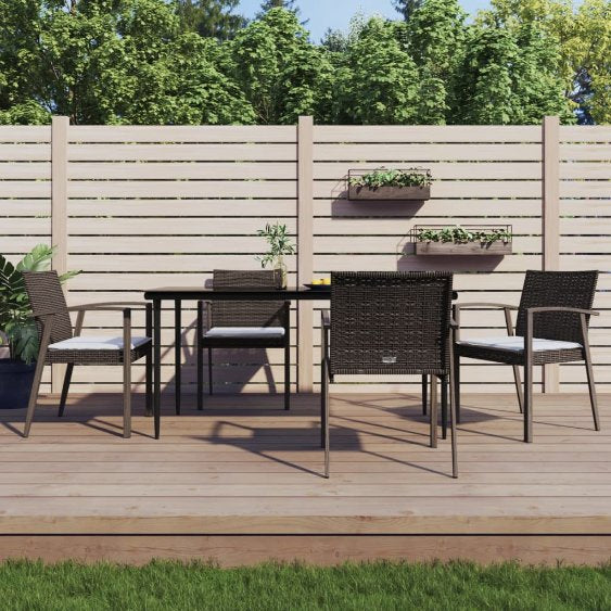 vidaXL 3-tlg. Garten-Essgruppe mit Kissen Poly Rattan und Stahl