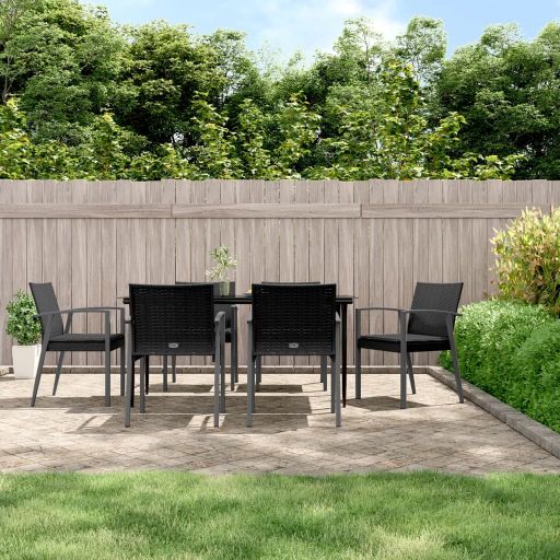 vidaXL 3-tlg. Garten-Essgruppe mit Kissen Poly Rattan und Stahl