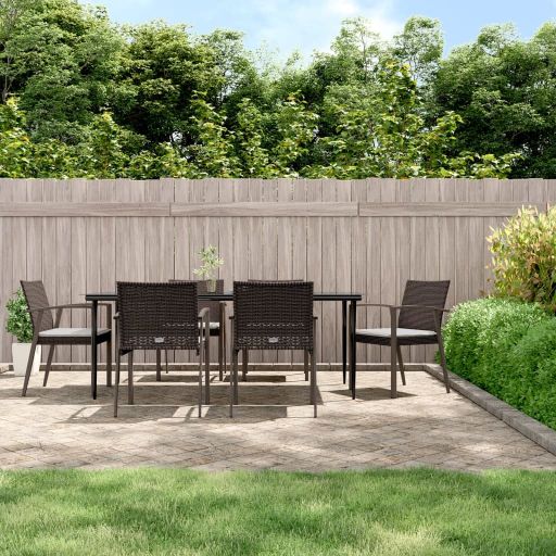 vidaXL 3-tlg. Garten-Essgruppe mit Kissen Poly Rattan und Stahl