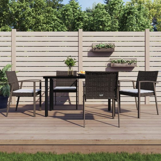 vidaXL 3-tlg. Garten-Essgruppe mit Kissen Poly Rattan und Stahl