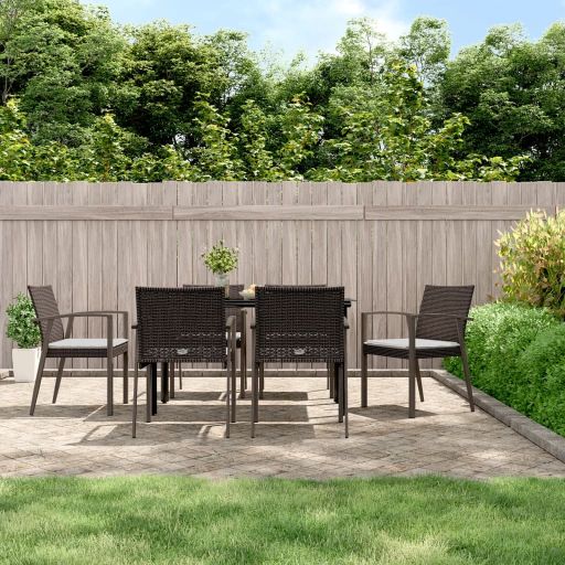 vidaXL 3-tlg. Garten-Essgruppe mit Kissen Poly Rattan und Stahl