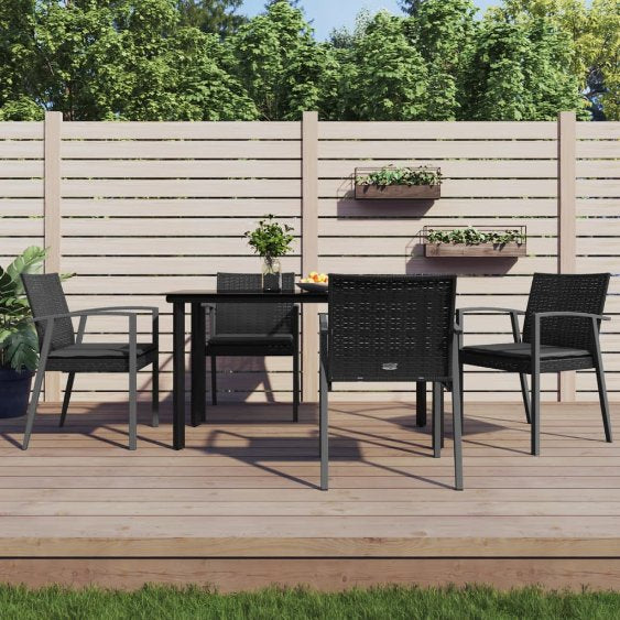 vidaXL 3-tlg. Garten-Essgruppe mit Kissen Poly Rattan und Stahl