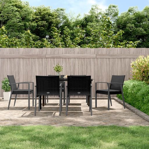 vidaXL 3-tlg. Garten-Essgruppe mit Kissen Poly Rattan und Stahl