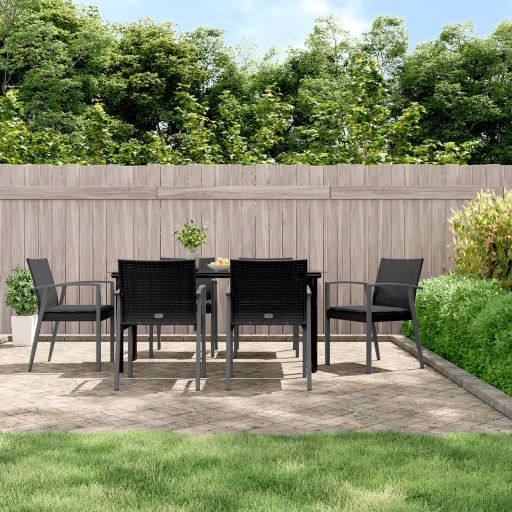 vidaXL 3-tlg. Garten-Essgruppe mit Kissen Poly Rattan und Stahl