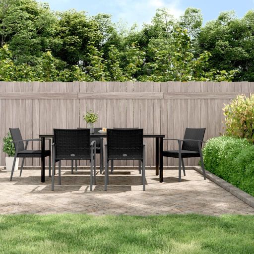 vidaXL 3-tlg. Garten-Essgruppe mit Kissen Poly Rattan und Stahl