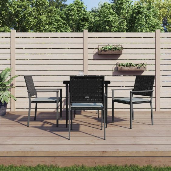 vidaXL 3-tlg. Garten-Essgruppe mit Kissen Poly Rattan und Stahl