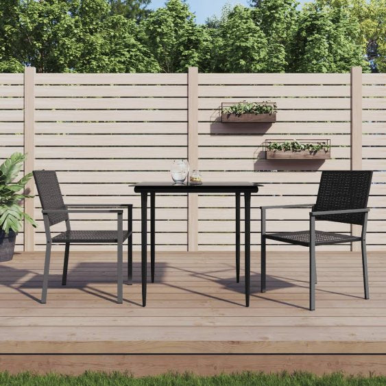 vidaXL 3-tlg. Garten-Essgruppe mit Kissen Poly Rattan und Stahl