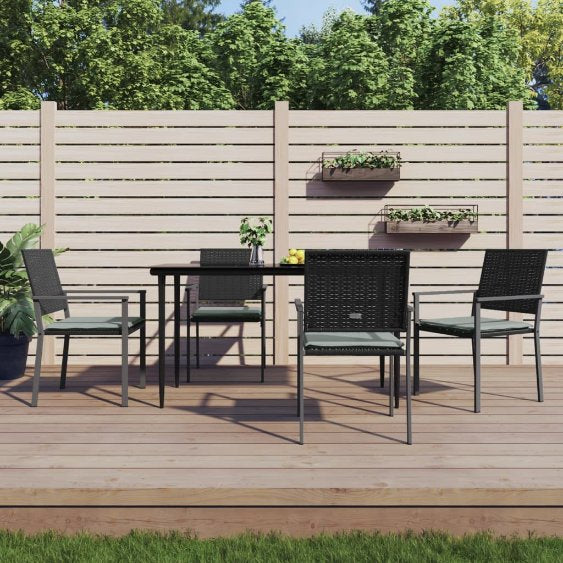 vidaXL 3-tlg. Garten-Essgruppe mit Kissen Poly Rattan und Stahl