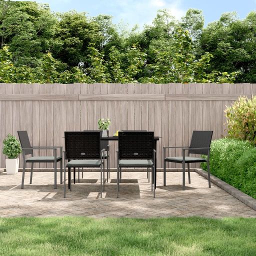 vidaXL 3-tlg. Garten-Essgruppe mit Kissen Poly Rattan und Stahl