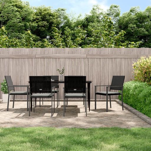 vidaXL 3-tlg. Garten-Essgruppe mit Kissen Poly Rattan und Stahl