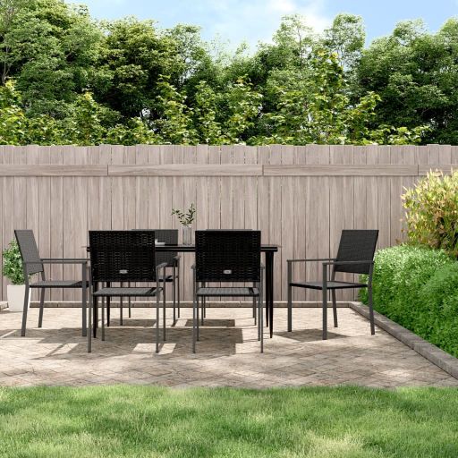 vidaXL 3-tlg. Garten-Essgruppe mit Kissen Poly Rattan und Stahl