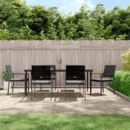 vidaXL 3-tlg. Garten-Essgruppe mit Kissen Poly Rattan und Stahl
